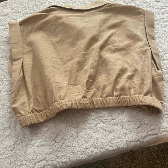 7 For All Mankind Casual Large, button-down, elastic waist crop top, NWOT - Picture 5 of 6